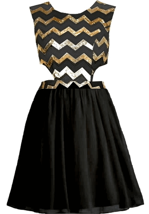 Chevron Sequin Cocktail Dress